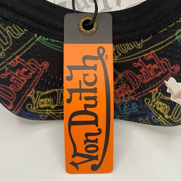 NWT New! VON DUTCH NEON LOGO BLACK TRUCKER HAT. OS. Streetwear Y2K Unisex - Picture 6 of 9